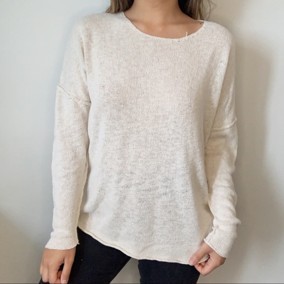 Line & dot white long sleeve sweatshirt - Picture 2 of 3
